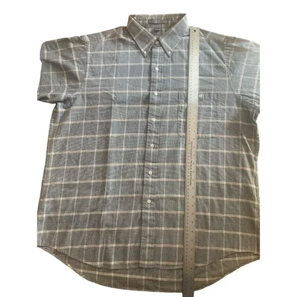 Van Heusen Mens Top Button Up Long Sleeve Gray Plaid Dress Shirt Size 17.5 32/33 - Picture 11 of 14